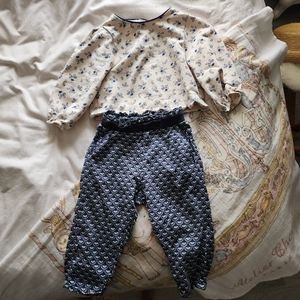 Obaibi Printed Fleece Sweatshirt with a crossed back and Pants